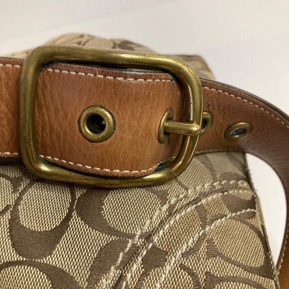 Vintage Coach Signature Crossbody Bag Canvas Leather 10403 Flaw - Picture 10 of 12